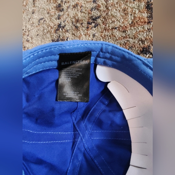 Balenciaga Men's Blue Embroidered Diagonal Cap New!! - Picture 5 of 7